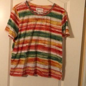 Large Alfred Dunner Multi Color Ladies Shirt - Yellow,Orange,Green,White